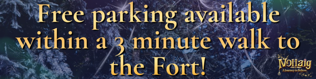Free parking available within a 3 minute walk to the Fort